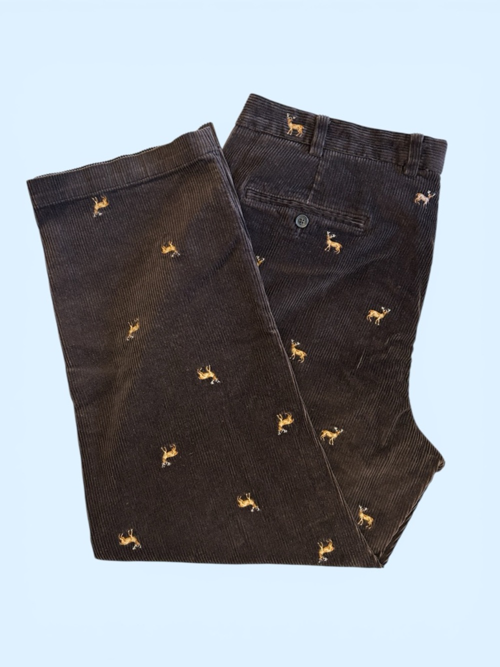 Brooks Brothers Men’s 40x29 Brown Corduroy 'Hudson' Pants Stag Deer